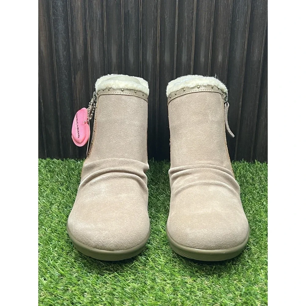 Size 7 - Skechers Studded Sherpa Trim Bootie Jumper Mushroom Womens Air Cooled